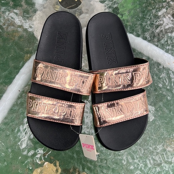 PINK Victoria's Secret Shoes - Pink VICTORIA SECRET ROSE GOLD SLIDES